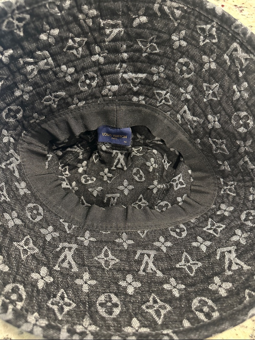Louis Vuitton Black and White Monogram Denim Bucket Hat - Picture 3 of 3